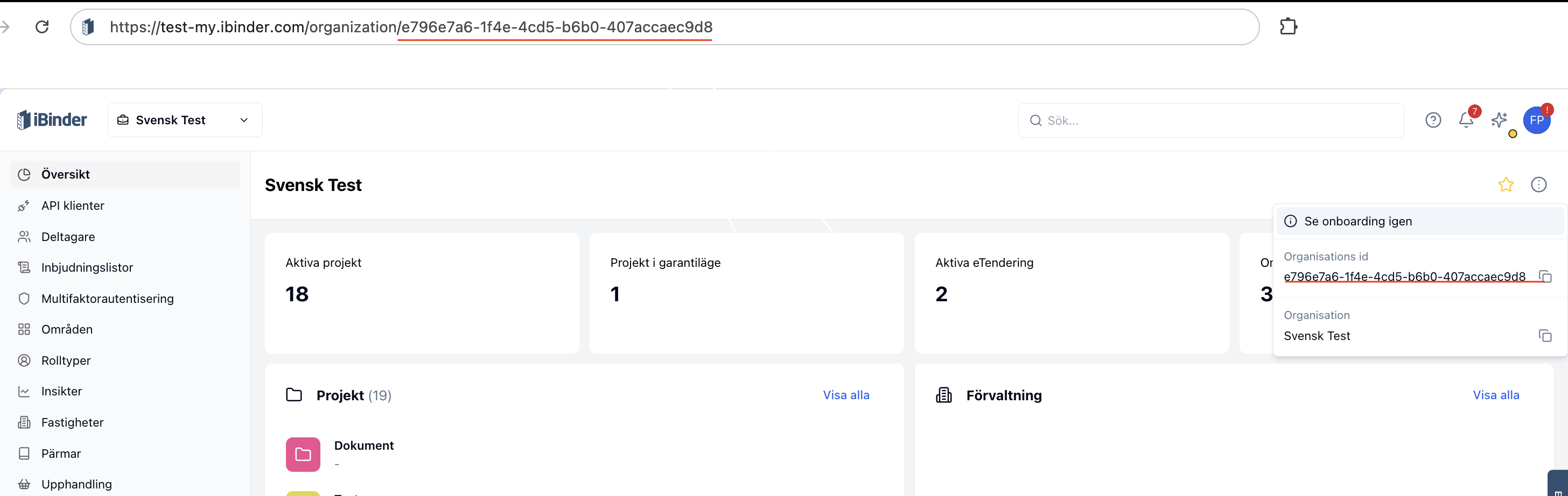 Finding the organization id in the iBinder UI